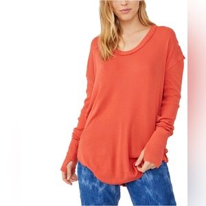 We The Free Orange Long Sleeve Top